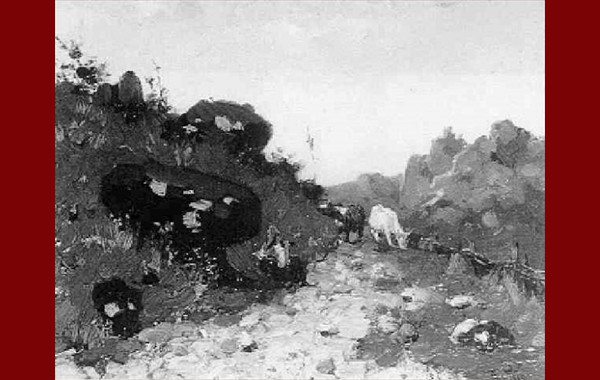 A girl herding cows in a Tirolian landscape